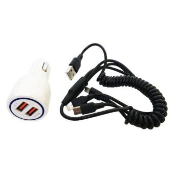 Универсално USB зарядно за кола с два порта и USB кабел 3 в 1 2011