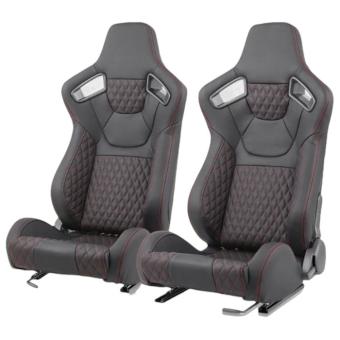 Спортни седалки за МПС - 9015 Черна с червен конец