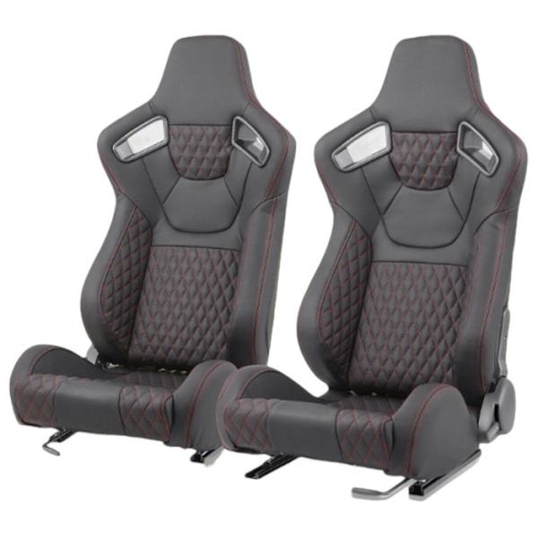 Спортни седалки за МПС - 9015 Черна с червен конец