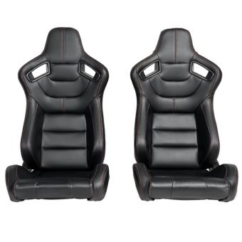 Спортни седалки за МПС - 1053 Черна с червен конец