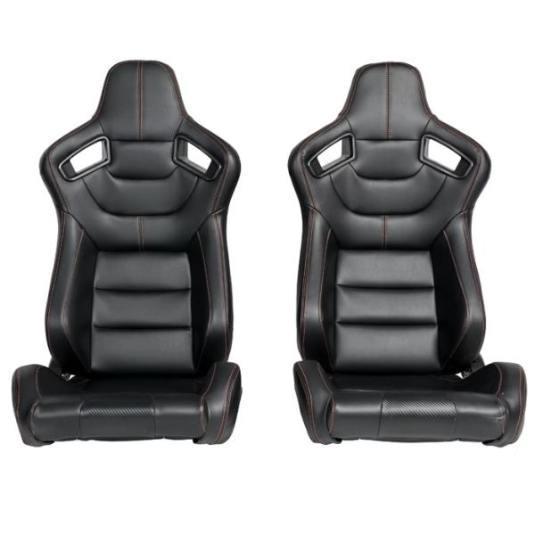 Спортни седалки за МПС - 1053 Черна с червен конец