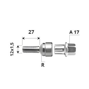 Вътрешен секретен болт 12x1.5x27 /R/ A17 комплект