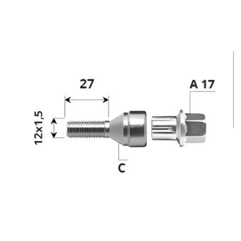 Вътрешен секретен болт 12x1.5x27 /C/ A17 комплект