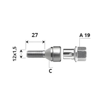 Вътрешен секретен болт 12x1.5x27 /C/ A19 комплект