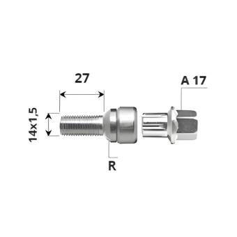 Вътрешен секретен болт 14x1.5x27 /R/ A17 комплект