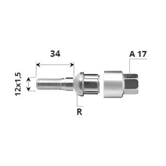 Външен секретен болт 12x1.5x34 /R/ A17 комплект