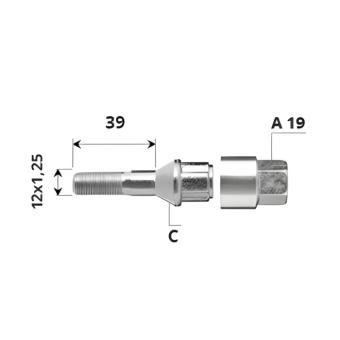 Външен секретен болт 12x1.5x32 /C/ A17 комплект