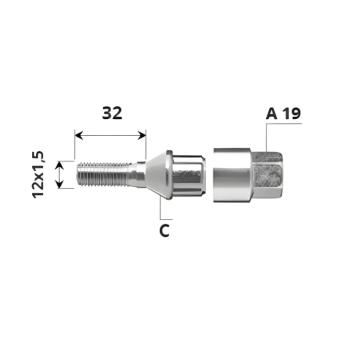 Външен секретен болт 12x1.5x32 /C/ A19 комплект