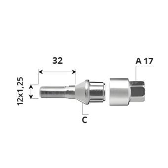 Външен секретен болт 12x1.25x32/C/A17 комплект