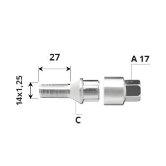 Външен секретен болт 14x1.25x27 /C/ A17 комплект