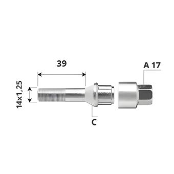 Външен секретен болт 14x1.25x39 /C/ A17 комплект