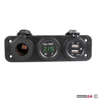 Волтметър с 2 USB порта и гнездо - 1632