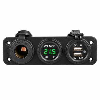 Волтметър с 2 USB порта и гнездо - 1632