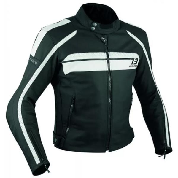 Кожено яке за мотор A-PRO SBK White