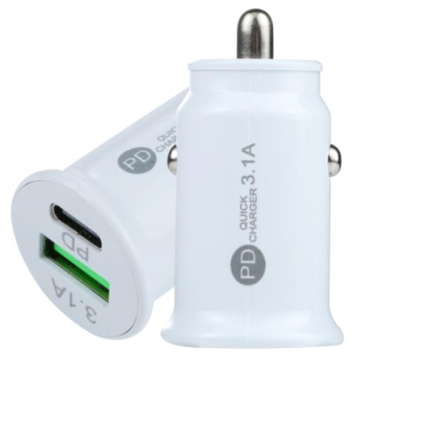 АДАПТЕР ЗА ЗАПАЛКА PG320 БЯЛ/ЧЕРЕН USB+TYPE C