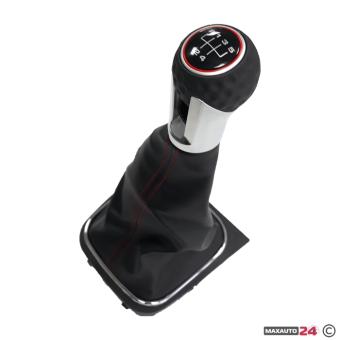 Топка за скоростен лост с маншон съвместима с VW Golf GTI 03-12 с 5 скорости - червен конец
