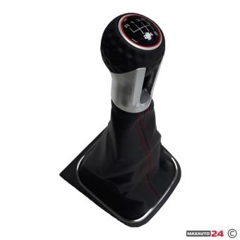 Топка за скоростен лост с маншон съвместима с VW Golf GTI 03-12 с 6 скорости - червен конец